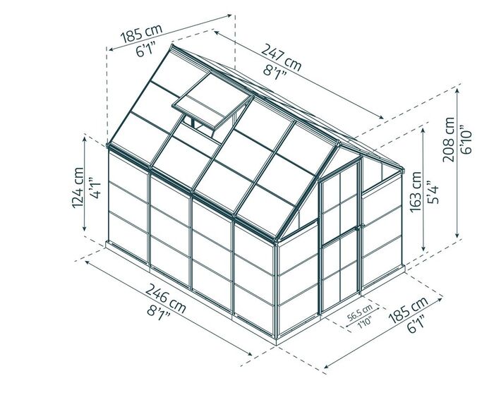 Växthus Harmony 4,6 m² Mörkgrå Canopia by Palram